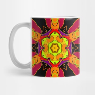 Cartoon Mandala Flower Orange Purple and Red Mug